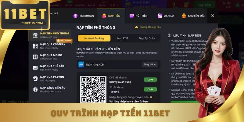 Quy trình nạp tiền 11BET